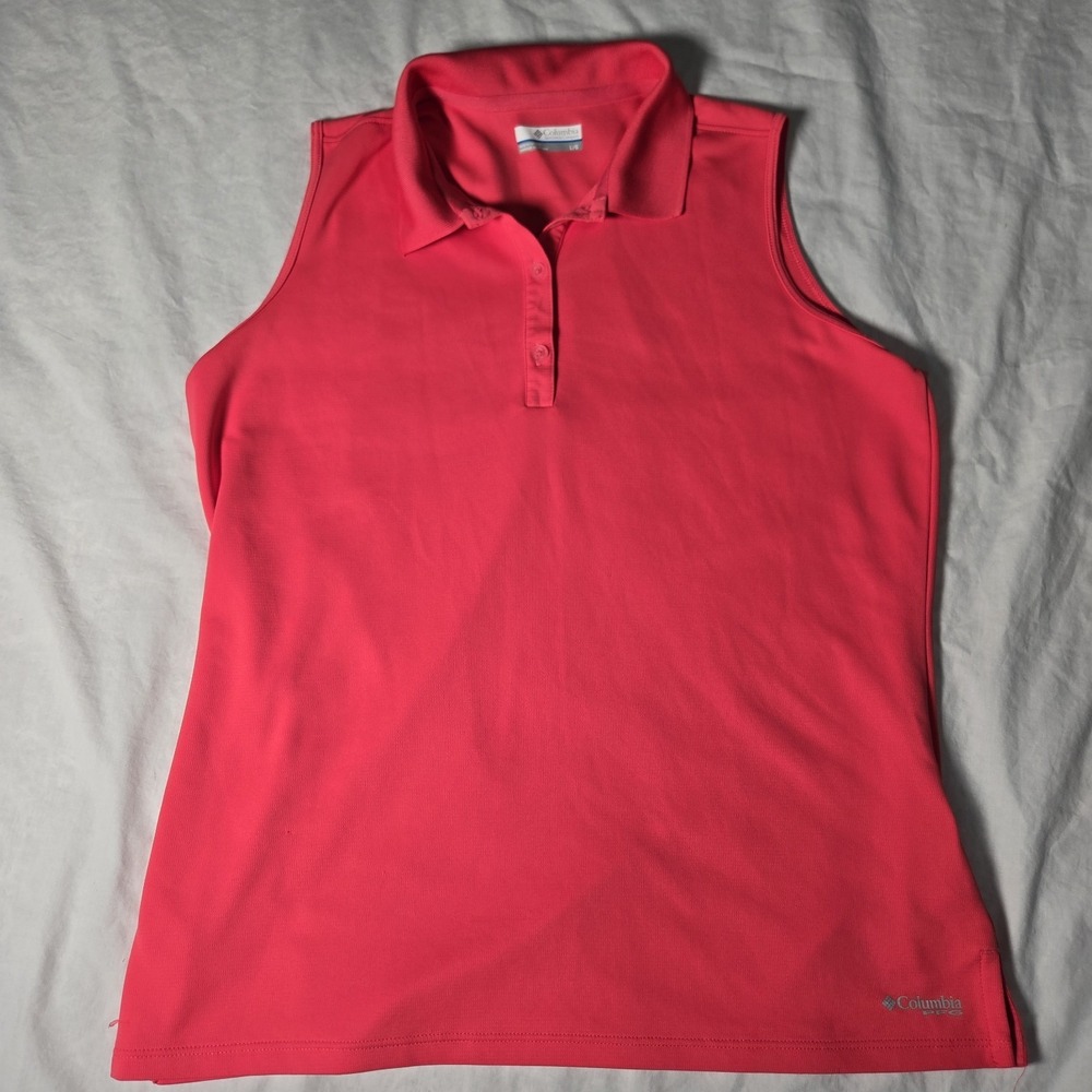 Columbia PFG Polo Sleeveless Shirt Women Large Golf Logo EUC‎ - Picture 2 of 8